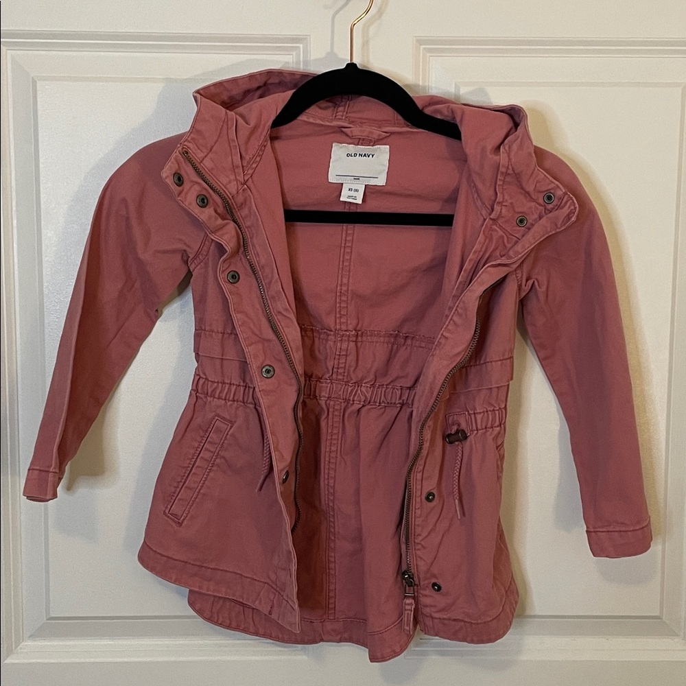 Old Navy Girls Cinched Waist Hooded Anorak Dusty Rose Little Girls Size 5t EUC - Picture 3 of 8
